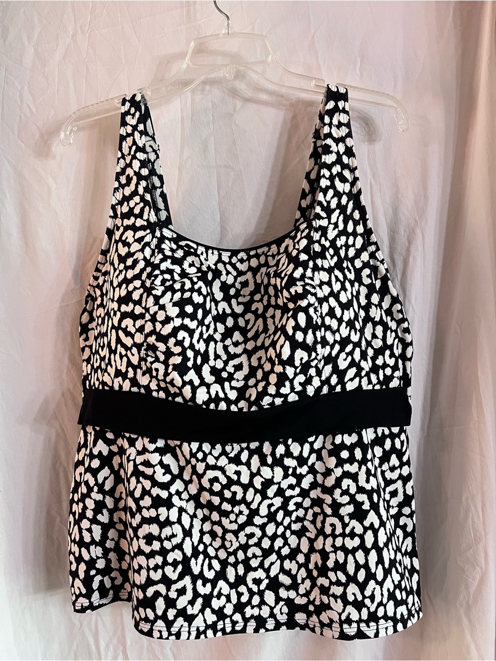 Land’s End Black & White Print Square Neck Tankini Top